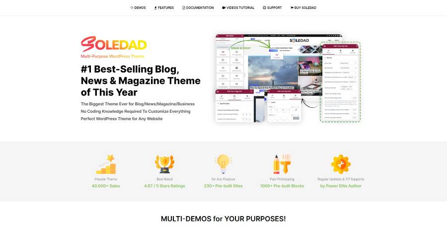 Soledad – Multipurpose, Newspaper, Blog & WooCommerce WordPress Theme screenshot 1