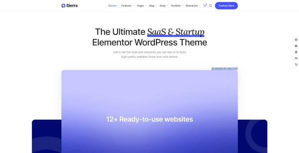 screenshot of Sierra - SaaS & Tech Startup Elementor WordPress Theme
