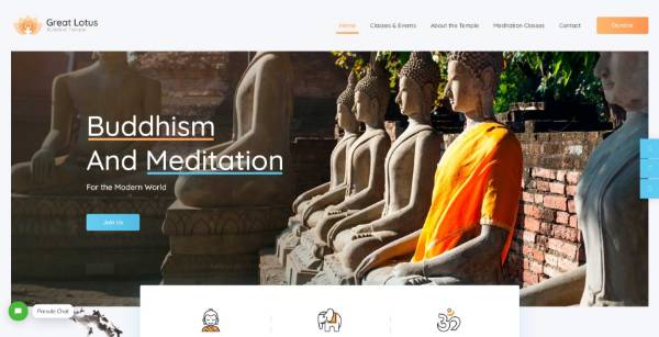 screenshot of Great Lotus | Buddhist Temple WordPress Theme + RTL
