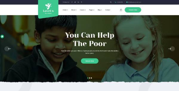screenshot of Loveus - NonProfit Charity WordPress Theme